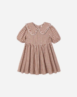 Camille Dress Brick Check | Rylee + Cru