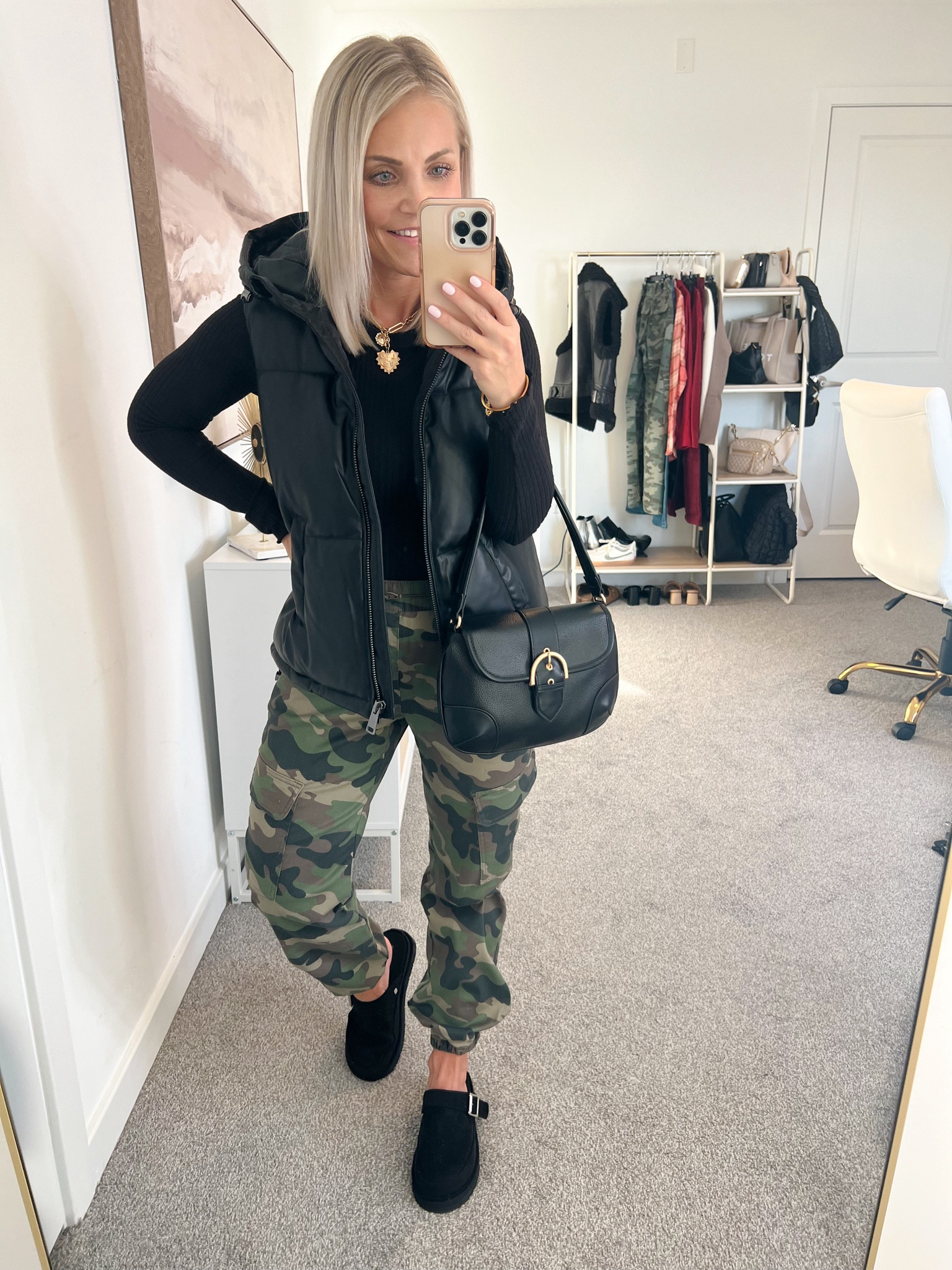 Walmart Outfit Idea🖤
Currently obsessing over this whole look, so cute, comfortable and the pants are perfect even if you are petite! Camo pants are trending and these are such good ones to grab at an affordable price! I am wearing a small in the pants. 


Walmart finds, fall outfits, camo pants, puffer vest, affordable fall fashion, Walmart style,
Walmart fashion finds, Walmart fashion, clogs

#LTKSeasonal #LTKFindsUnder50 #LTKMidsize