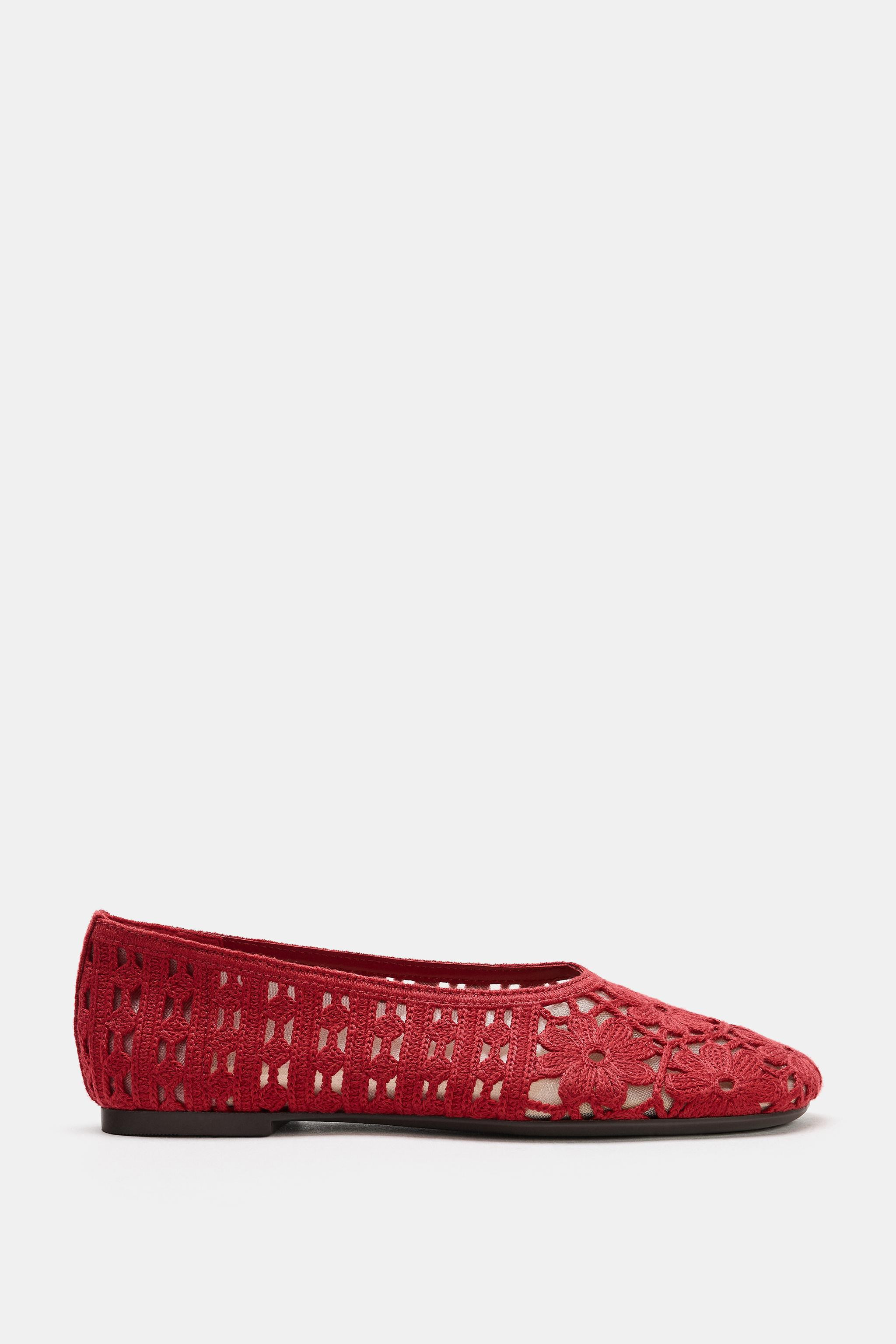 FLORAL CROCHET BALLET FLATS | Zara US