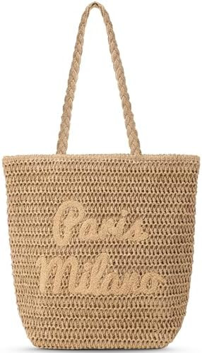 Beach Bags for Women - Large Straw Bag Woven Beach Tote, Summer Handmade Shoulder Handbag | Amazon (US)