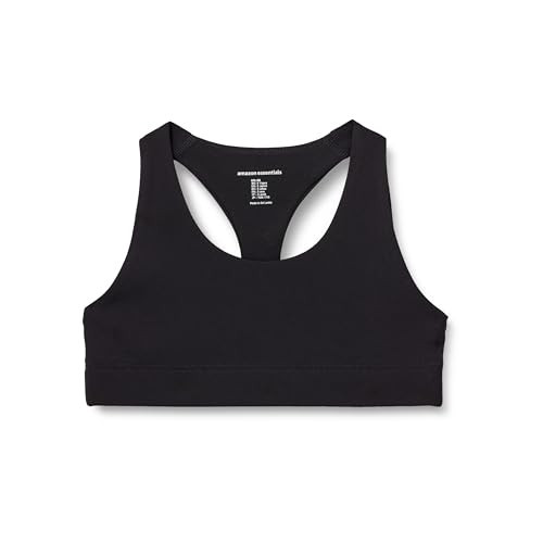 Amazon Essentials Girls' Active Total Train Racerback Gym Workout Training Sports Bra, Black, Large | Amazon (US)