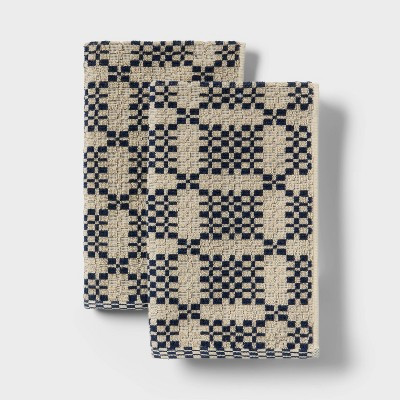 2pk Americana Geo Hand Towels Blue/Tan - Threshold™ | Target