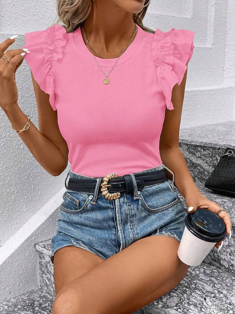 $8.49

-11%$9.49SHEIN Clasi Women's Solid Color Round Neck Casual Versatile Daily Wear Cap Sleeve... | SHEIN