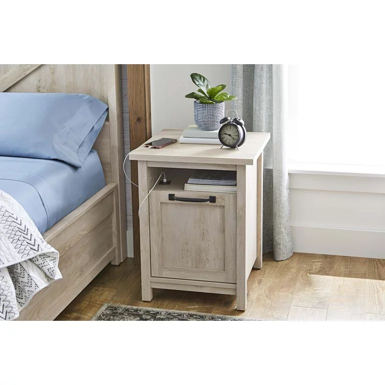 Better Homes & Gardens Modern Farmhouse USB Nightstand, Rustic White | Walmart (US)