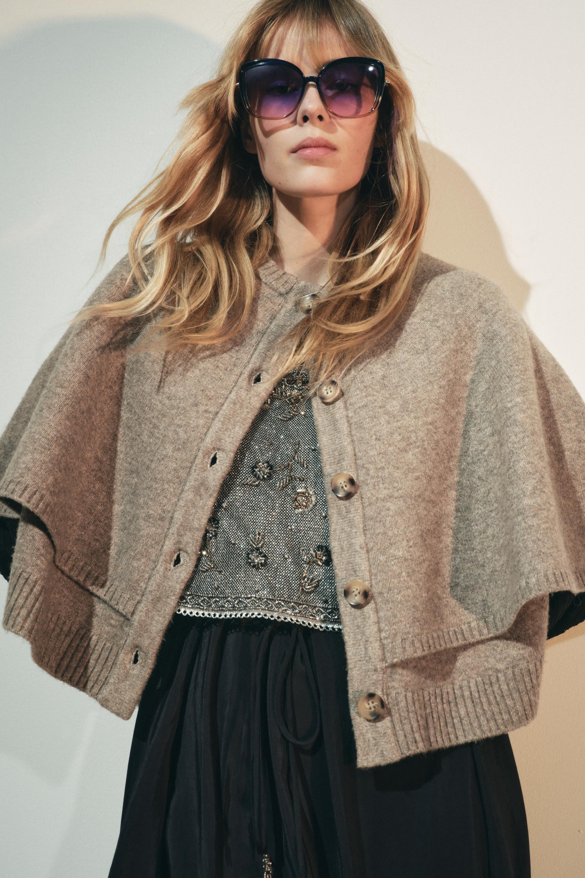 KNIT CAPE CARDIGAN | Zara US