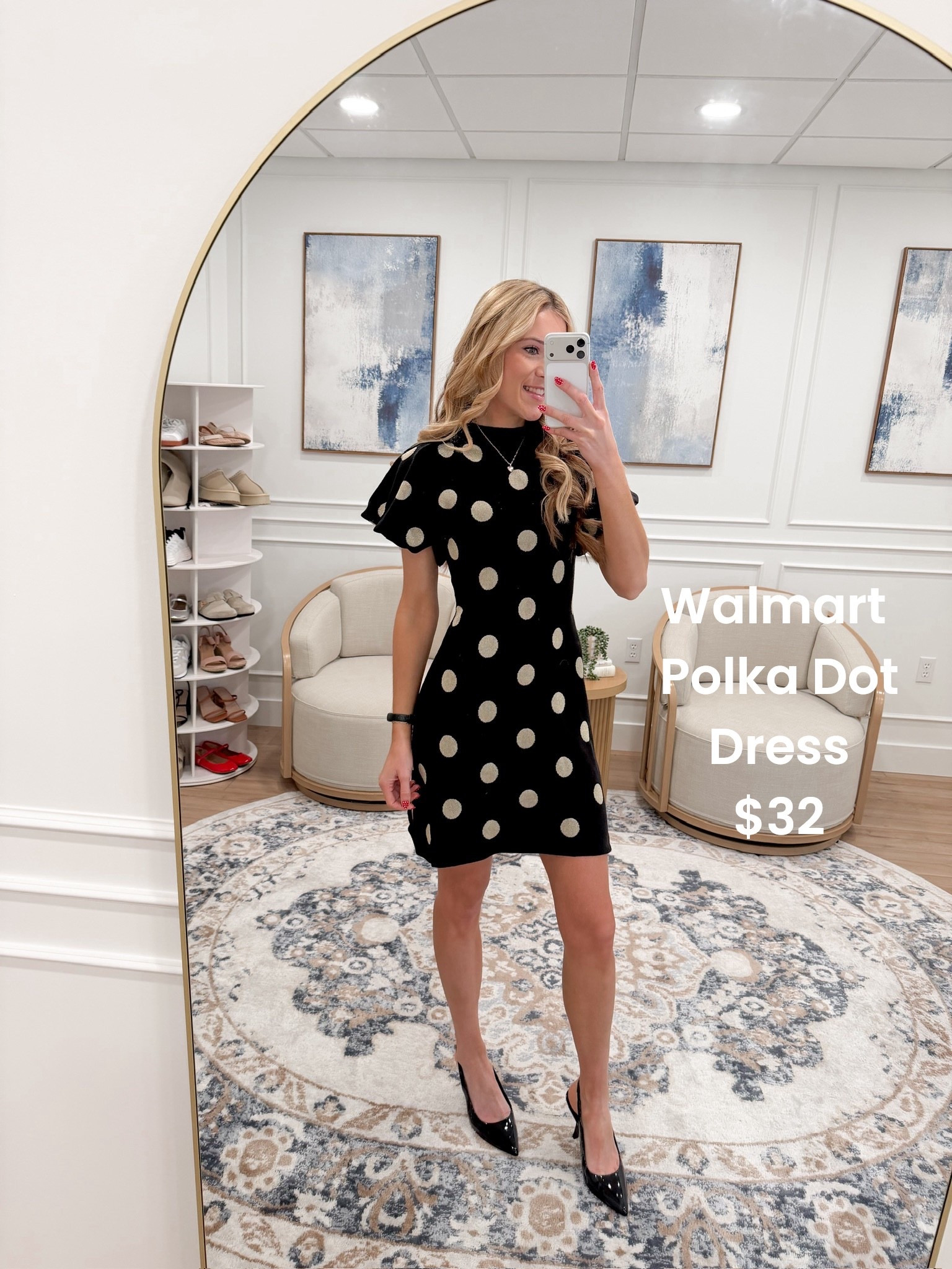 This Walmart polka-dot dress is such a hidden gem! 🖤✨
The gold dots and flutter sleeves make it the perfect affordable option for holiday parties, work events, date nights, or New Year’s celebrations. It looks so chic with simple heels and takes zero effort to style!

Wearing size small.

#LTKFindsUnder50 #LTKootd #LTKTall