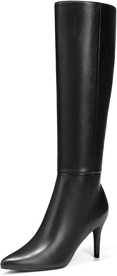 ALICEPUB Knee High Boots for Women Pointed Toe Tall Boots Long Heeled Boots Leather Boots Stilett... | Amazon (CA)