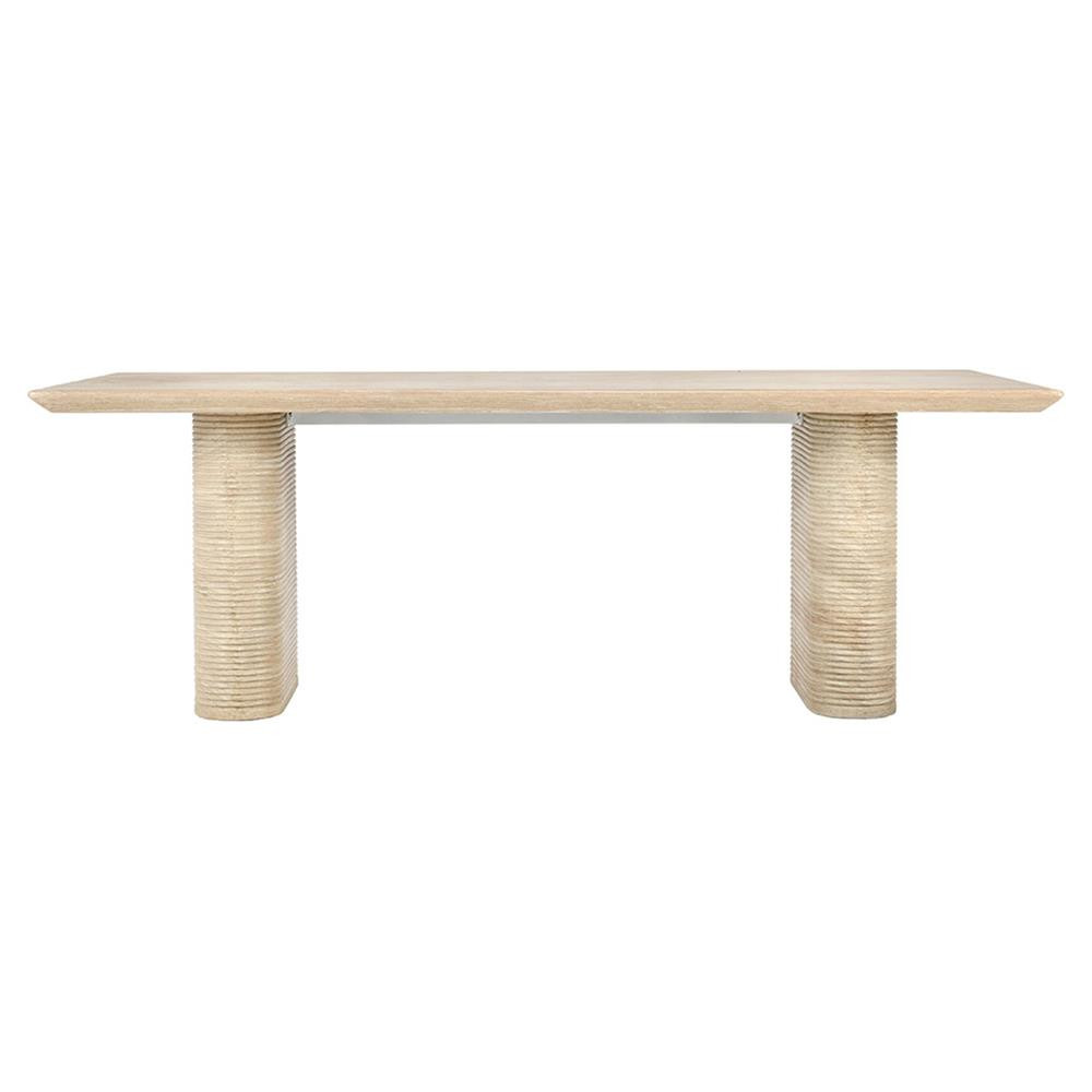 Selina Modern Classic Beige Concrete Rectangular Outdoor Dining Table - 87"W | Kathy Kuo Home