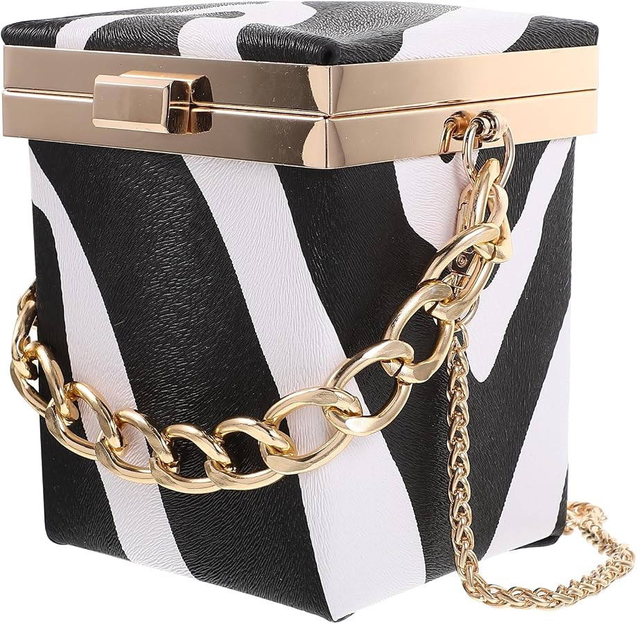 VALICLUD Crossbody Box Bag Zebra Print Shoulder Chain Bag For Wedding Party Tote Purse Novelty Pu... | Amazon (US)