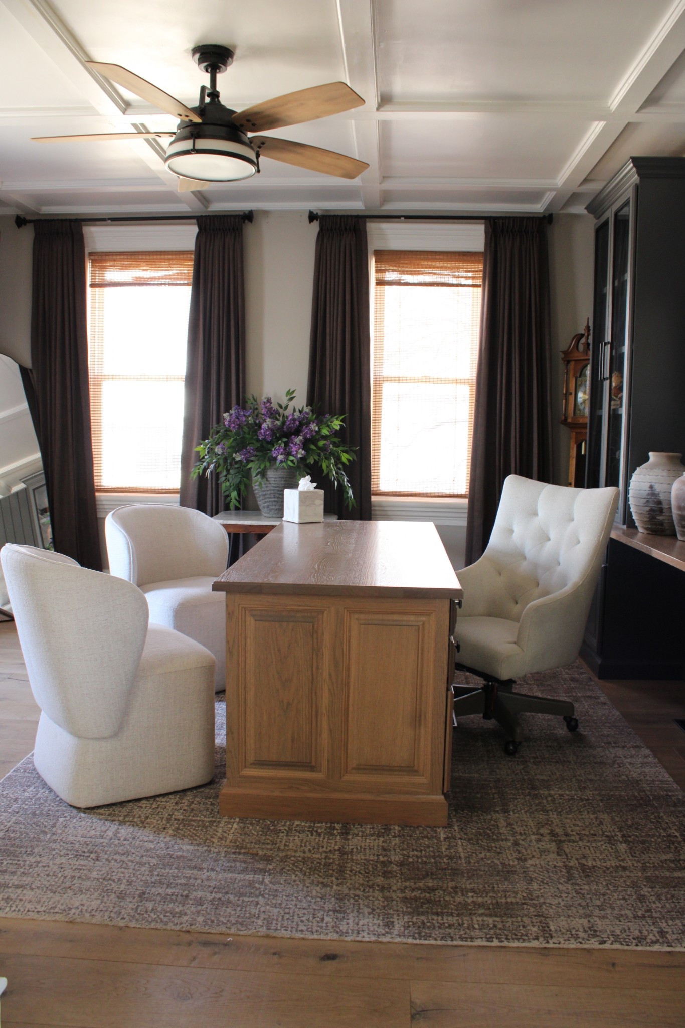 Modern Traditional Home Office Inspiration.

Angela Rose x Loloi Ember Rug | Brown Curtains | Moody Office | Abstract Wall Art | Collection Prints | Picture Light | Woven Blinds | Bamboo Blinds | Window Blinds | Cordless Blinds | Vase with Flowers | Vase Greenery | Artisan Vases | Frasier Ceramic Vase | Terracotta Vase | Radcliffe Upholstered Swivel Desk Chair | Floor Clock | Farmhouse Decor | Grandfather Clock | Vintage Decor |

#LTKHome