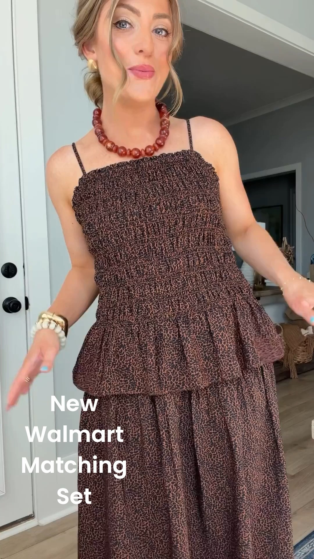 This Walmart matching set is one of those outfits that looks so much more expensive than it is! 🤎 The smocked top and coordinating midi skirt are both under $20, making this one of my favorite affordable Walmart fashion finds lately.

I love the rich brown print, the flattering smocked fit, and how effortlessly chic it feels. Wear the pieces together for an elevated matching set moment or mix and match them with other pieces in your closet for even more outfit options.

✨ Top under $20✨ Skirt under $20✨ Flattering smocked detail✨ Wear together or separately✨ Looks designer-inspired for less

Such a good Walmart find for vacation, brunch, date night, or everyday wear!

#WalmartFashion #WalmartFinds #WalmartStyle #MatchingSet #WalmartMatchingSet #AffordableFashion #WalmartNewArrivals #OOTD #SummerStyle #FallTransitionStyle #BudgetFriendlyFashion #FashionFinds #StyleOnABudget #VacationOutfit #DateNightOutfit #EverydayStyle #PetiteFashion #WomensFashion #WalmartClothing #FashionOver40

#LTKootd #LTKPetite