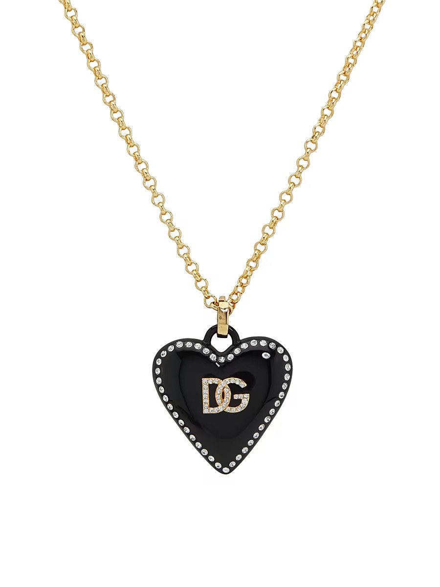 Women's Goldtone & Glass Crystal Monogram Heart Pendant Necklace - Gold | Saks Fifth Avenue