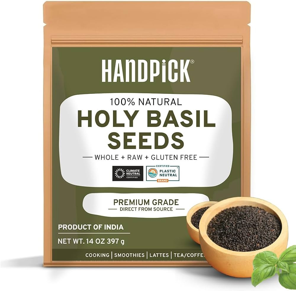 Holy Basil Seeds (397g/14oz) Gluten free, Raw Sabja, Tukmaria Seeds from India, Packed in Reseala... | Amazon (US)