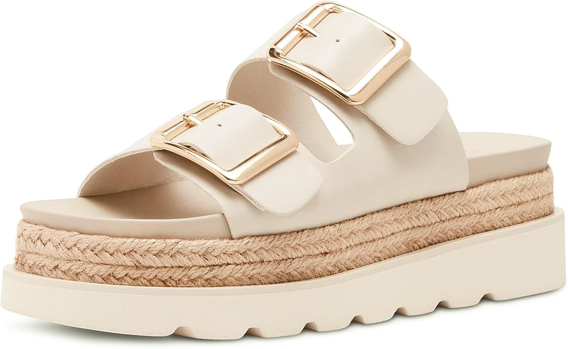 DOEYG Platform Sandals for Women Summer Beach Raffia Slide Sandals Comfortable Casual Woven Straw... | Amazon (US)