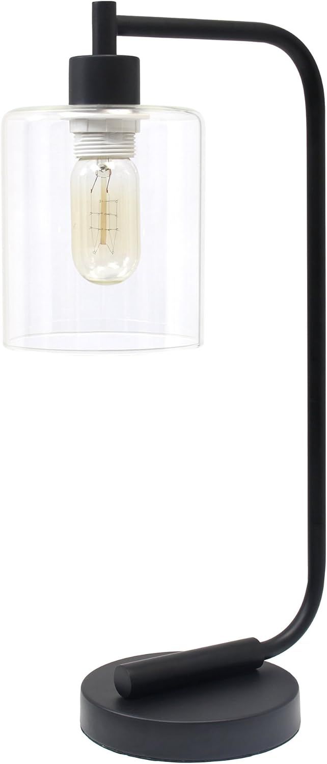 Simple Designs LD1036-BLK, Black Bronson Antique Style Industrial Iron Lantern Glass Shade Desk L... | Amazon (US)
