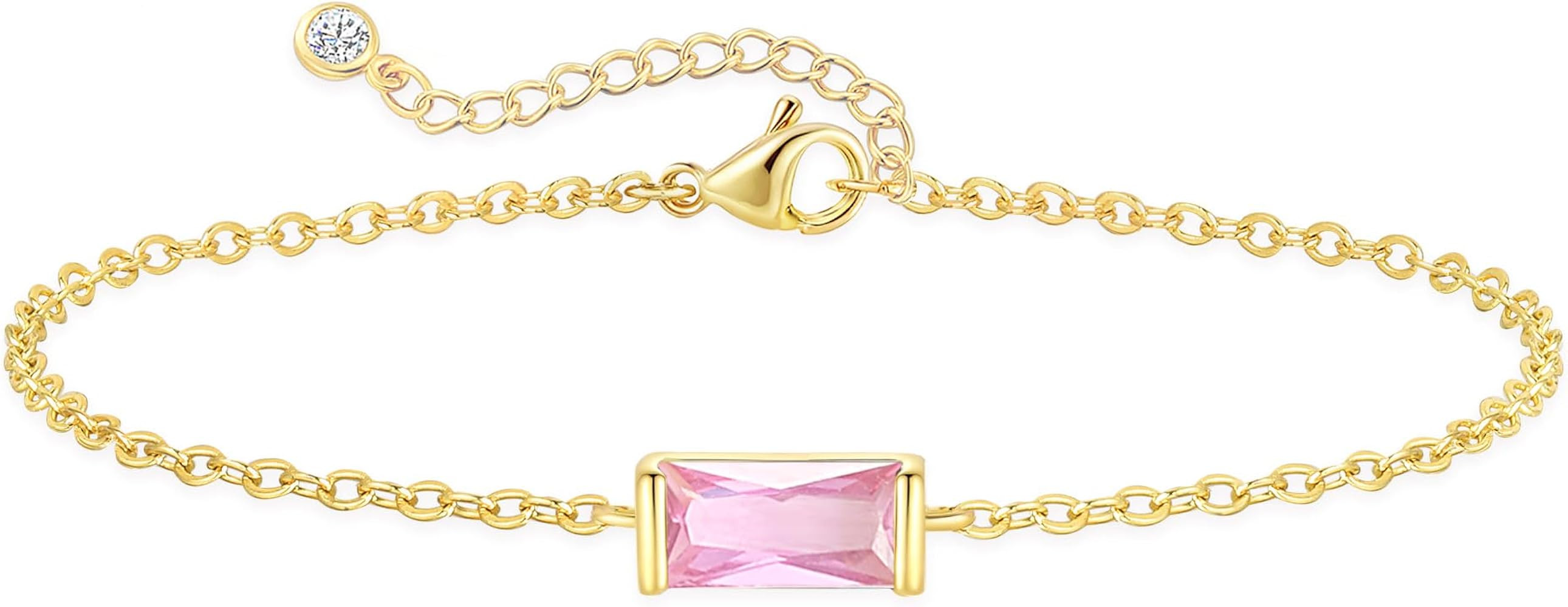 FUNEIA Birthstone Gold Bracelets for Women Non Tarnish Trendy Dainty 14K Gold Plated Bracelet Sta... | Amazon (US)