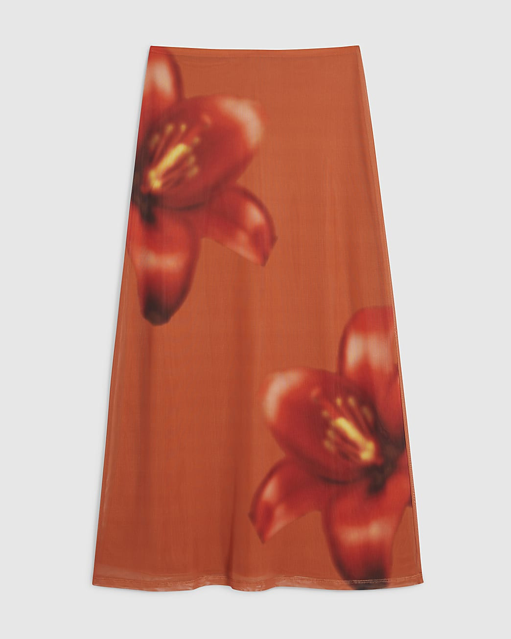 Petite Orange Mesh Floral Print Maxi Skirt | River Island UK & IE