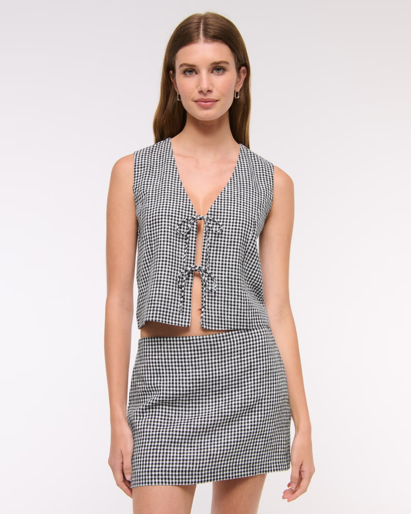 Tie-Front Linen-Blend Vest | Abercrombie & Fitch (US)