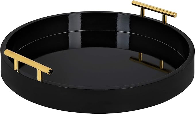 Kate and Laurel Lipton Modern Round Tray, 15.5" Diameter, Black and Gold, Decorative Accent Tray ... | Amazon (US)
