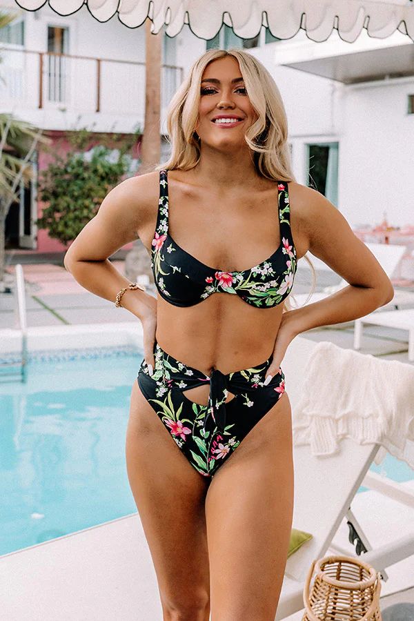 Crushing In Cabo Floral Bikini Top in Black | Impressions Online Boutique