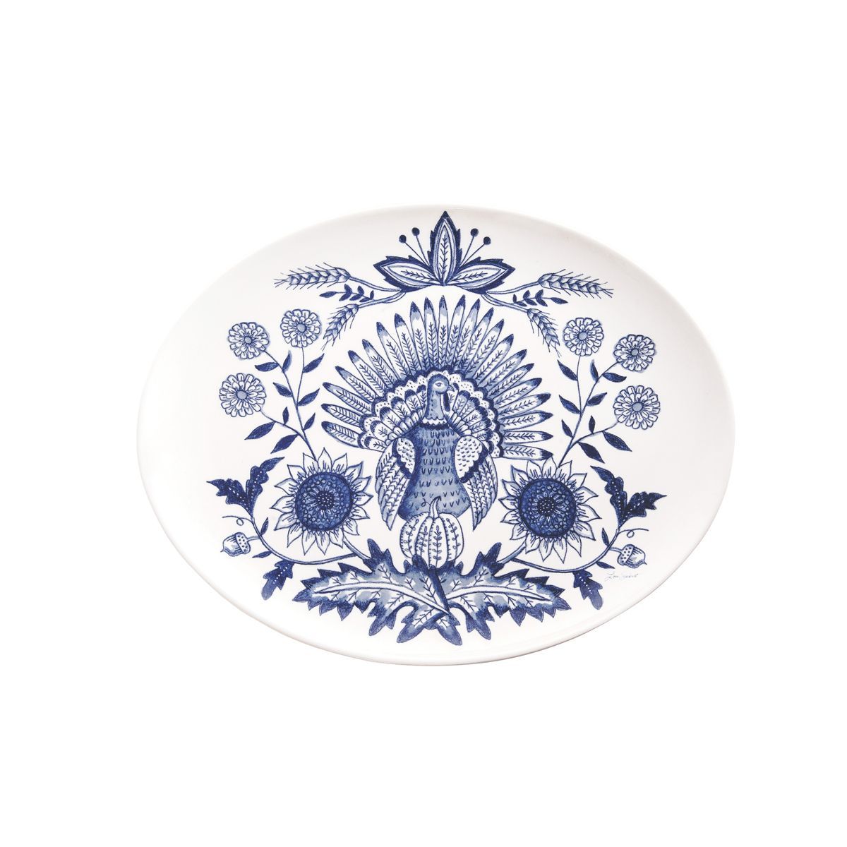 Gallerie II Blue Harvest Thanksgiving Turkey Oval Platter | Target