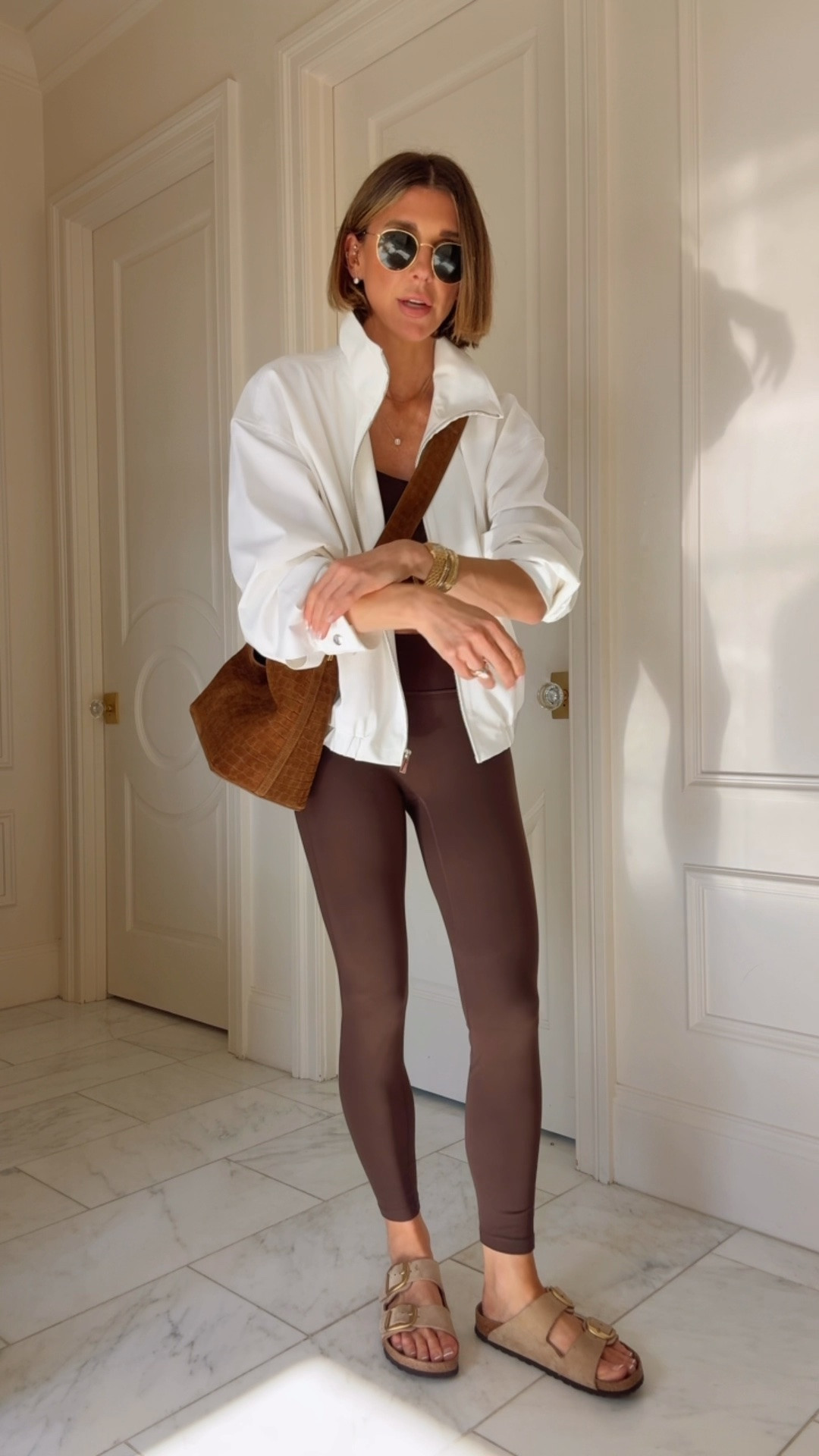 Todays outfit. Wearing size small in my jacket and set! In the brown color.