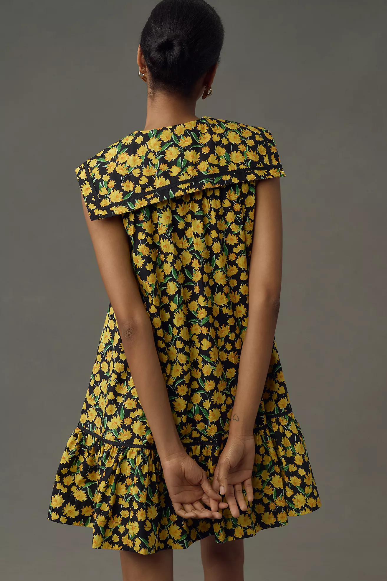 Maeve Collared Poplin Swing Mini Dress | Anthropologie (US)