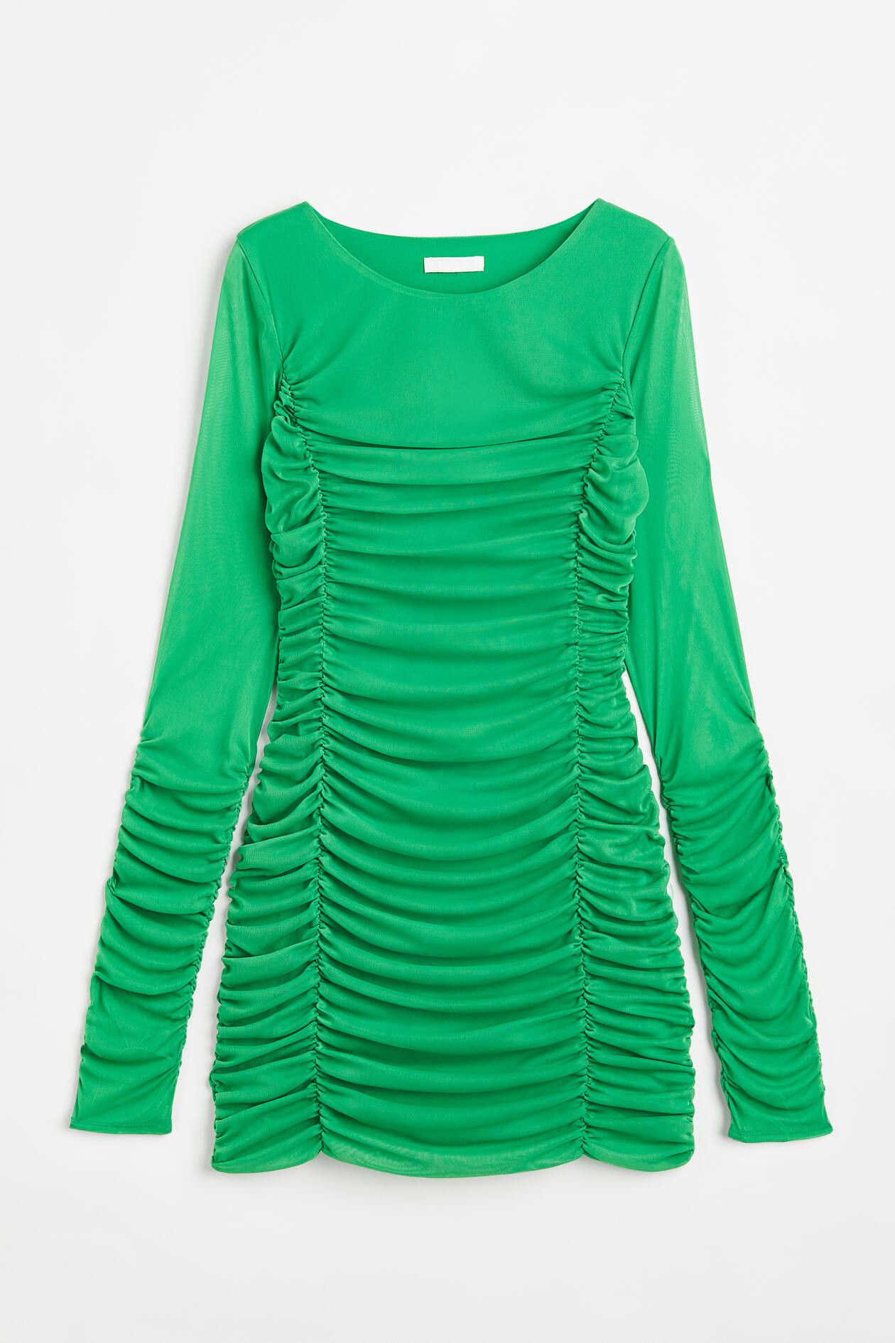 Gathered mesh dress - Green - Ladies | H&M GB | H&M (UK, MY, IN, SG, PH, TW, HK)