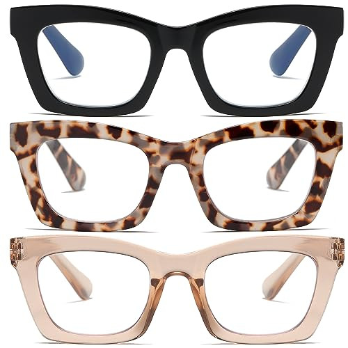 FSRTEP Oprah Style Readers for Women - 3 Pack Stylis Style Reading Glasses with Blue Light Blocking and Spring Hinge HBK +1.5 | Amazon (US)