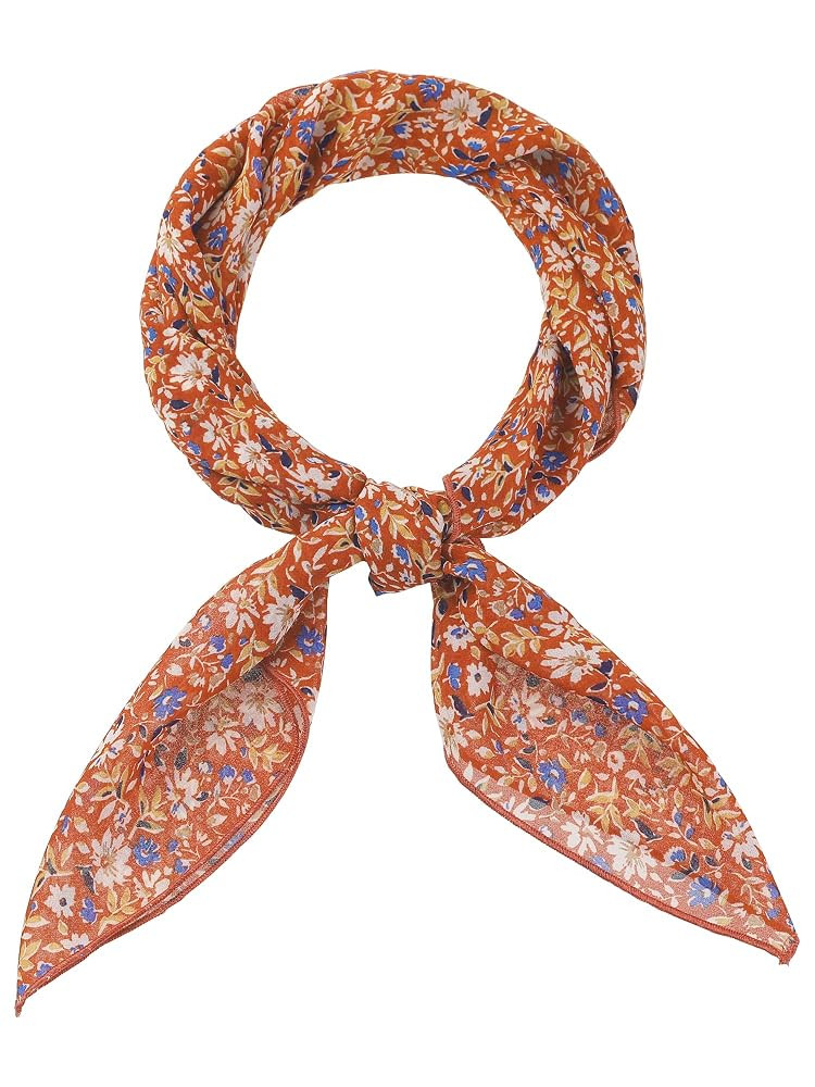 Allegra K Women Chiffon Scarves - 27.6" X27.6" - Floral Print Square Kerchief Neck Scarf Neckerch... | Amazon (US)