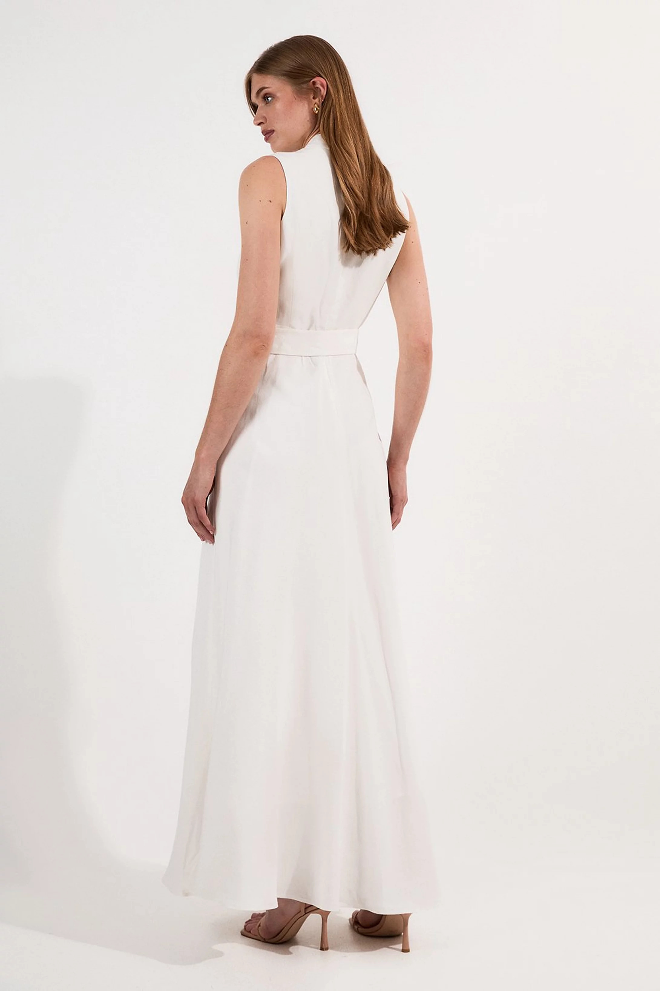 Lydia Millen Linen Wrap Tie Waisted Maxi Dress | Karen Millen UK + IE + DE + NL