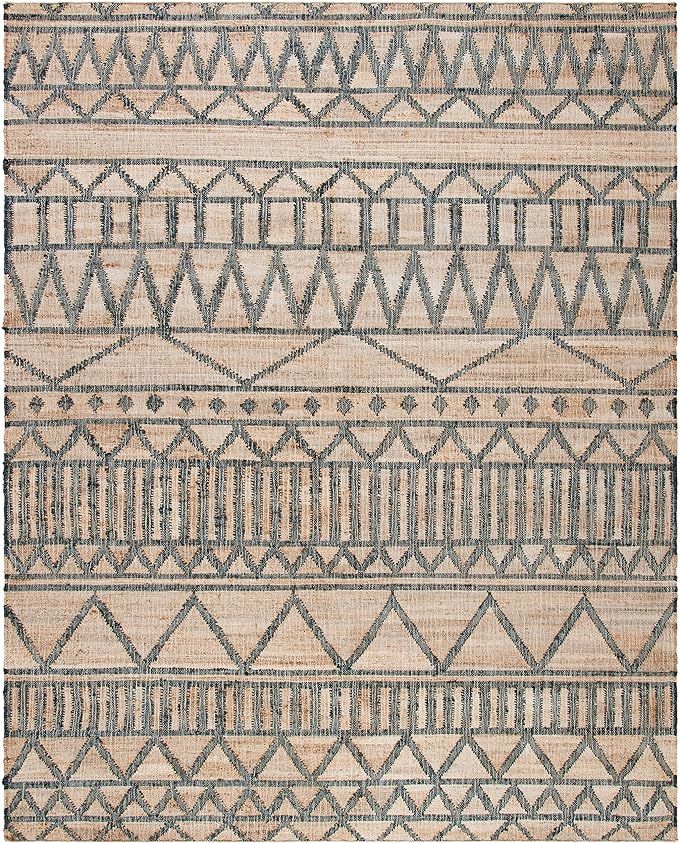 SAFAVIEH Kilim Collection Area Rug - 8' x 10', Natural & Charcoal, Handmade Flat Weave Jute, Idea... | Amazon (US)