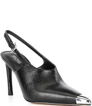 Kasia Crushed Leather Cap Toe Slingback Pumps | Dillard's