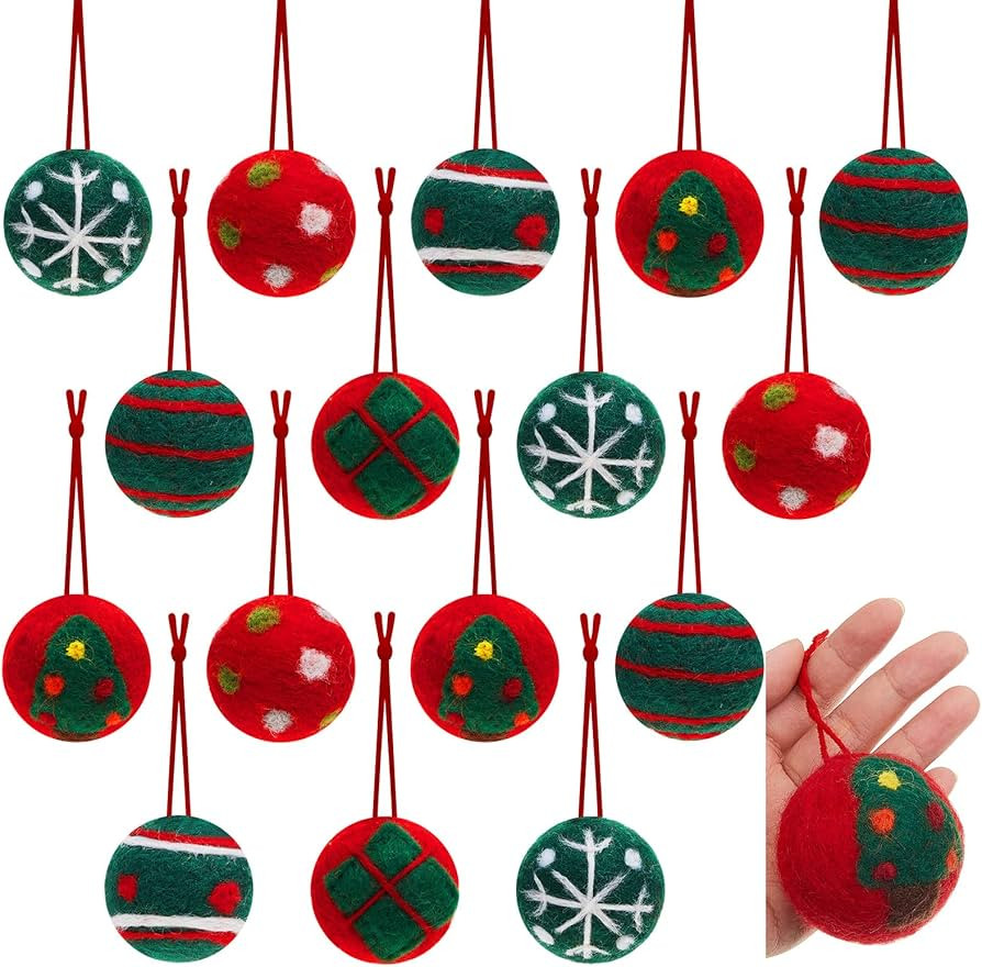 Jecery 18 Pcs 2 Inch Christmas Felt Ornaments Balls Large Christmas Tree Hanging Ornaments Felted... | Amazon (US)