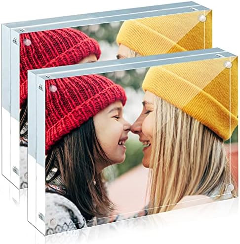 ILYXY 2 Pack Acrylic Frame 5x7, 20% Thicker, 24mm Thick Frameless Clear Picture Frame, Double Sid... | Amazon (US)