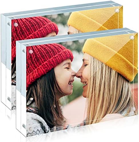 ILYXY 2 Pack Acrylic Frame 5x7, 20% Thicker, 24mm Thick Frameless Clear Picture Frame, Double Sid... | Amazon (US)