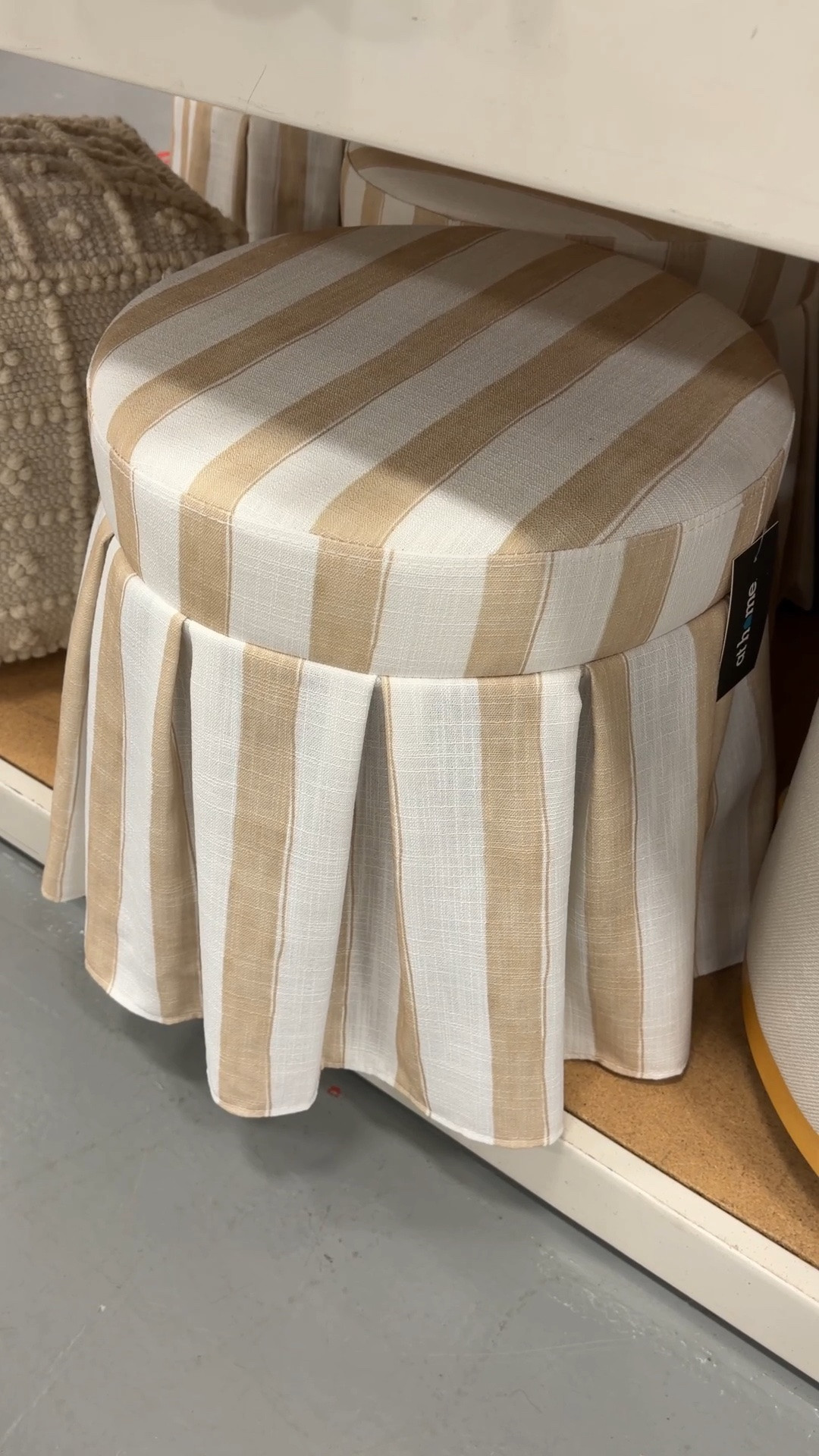 Cute home find! 🤍 This striped Angelina Ottoman from At Home is giving boutique designer vibes with its tailored pleated skirt and classic neutral pattern. 🤎 It’s such a fun way to add personality to a dorm room, apartment, or cozy bedroom corner—and it comes in several gorgeous colors! I’ve linked it and similar ottoman finds in my LTK. ✨ #homedecor #ottoman #dormdecor

#LTKHome #LTKSaleAlert #LTKU
