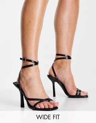 RAID Wide Fit Alayna heeled sandals in black croc | ASOS (Global)