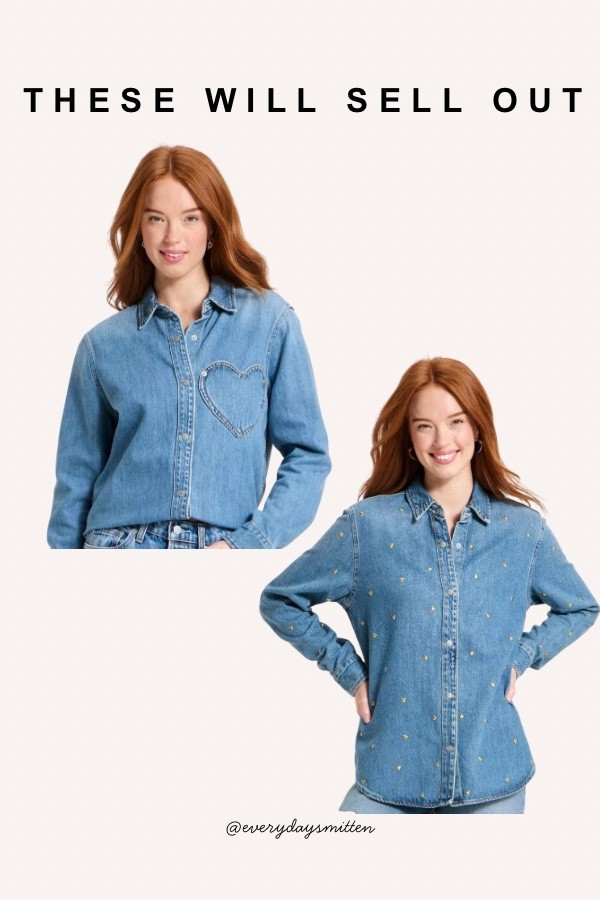 Target heart denim button down! 

#LTKdayinmylife #LTKmomlife #LTKFindsUnder50