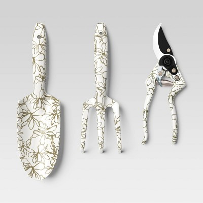 3pc Outdoor Shears Gardening Tool Set Scribble Floral Sour Cream - Threshold™ | Target