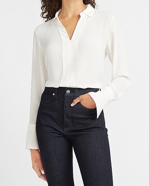 Collared Pleated Back Top | Express
