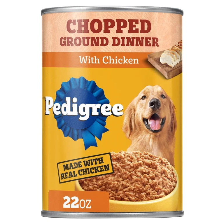 Pedigree Chopped Ground Dinner Wet Dog Food With Chicken, Canned Dog Food, 22 oz. Can | Walmart (US)