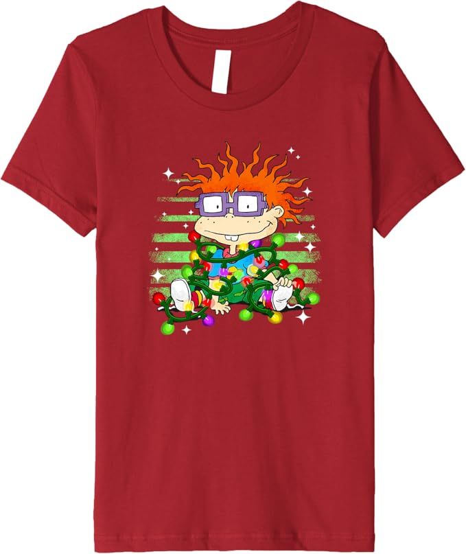 Rugrats Christmas Chuckie Tangled Christmas Lights Premium T-Shirt | Amazon (US)