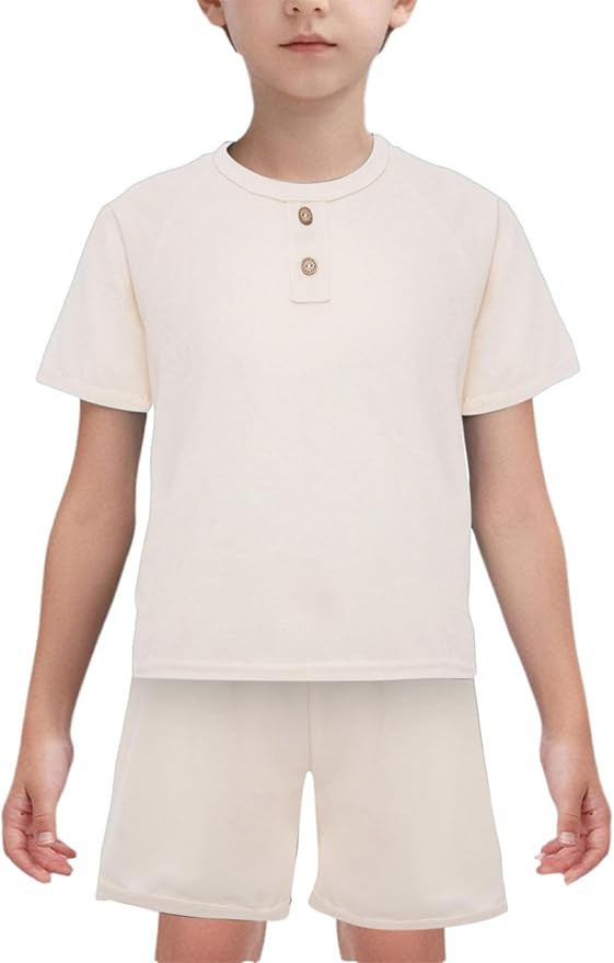 Aislor Kids Boys Girls Summer Clothes Waffle Texture Short Sleeve T-Shirts Tops with Elastic Wais... | Amazon (US)