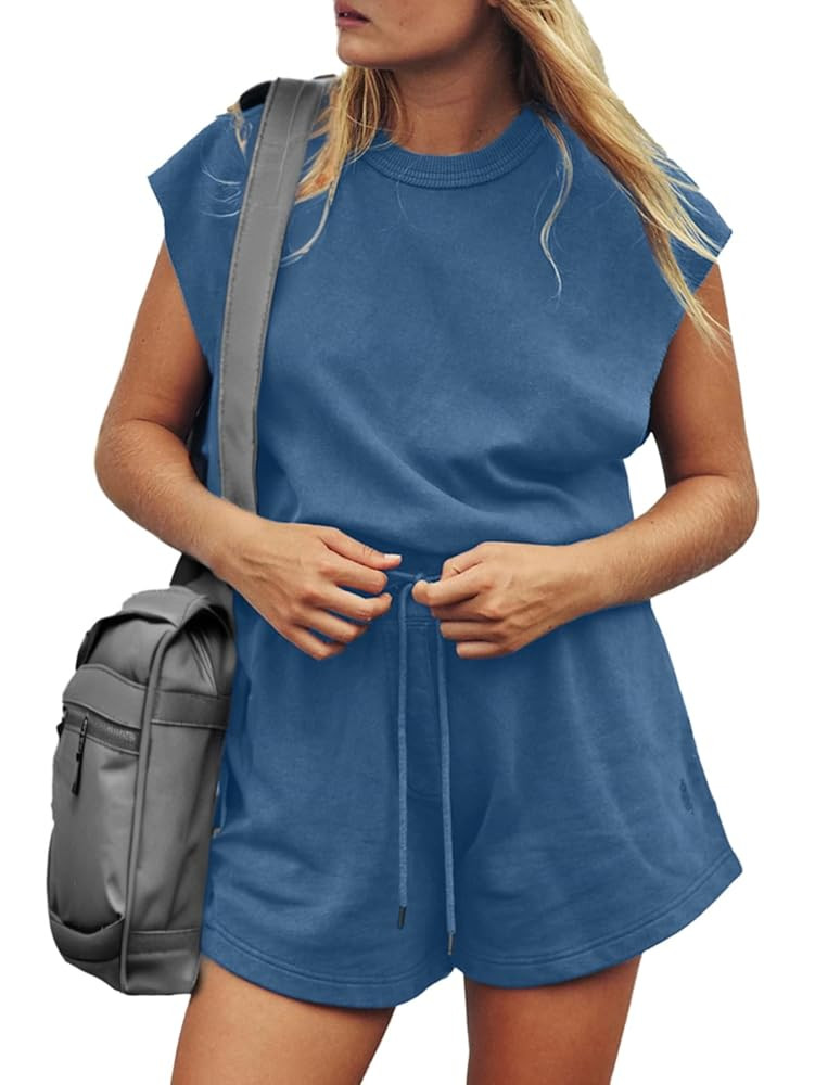 Glamaker Women's Summer Casual Shorts Romper Open Back Sleeveless Workout One Piece Jumpsuits Wit... | Amazon (US)