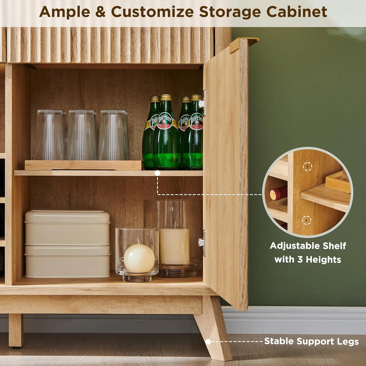60"W Wine Coffee Bar Cabinet Natural Weathered Finish With 3 Drawers, Wine & Glass Rack | Wayfair North America
