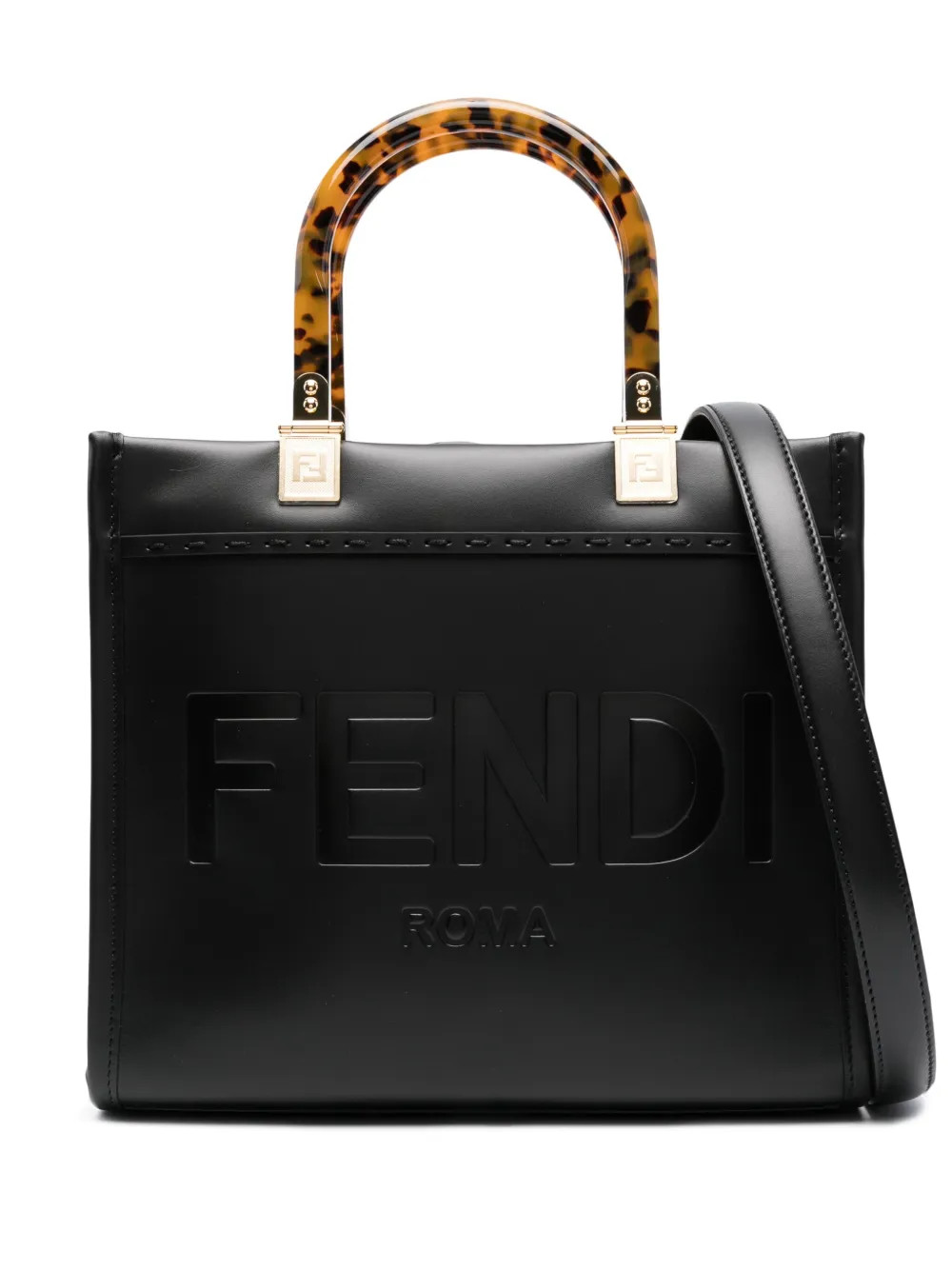 FENDI Small Sunshine Leather Tote Bag | Black | FARFETCH | Farfetch Global