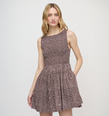 The Cosima Mini Nap Dress - Chocolate Ditsy Thistle Chocolate Ditsy Thistle / S | Hill House Home US