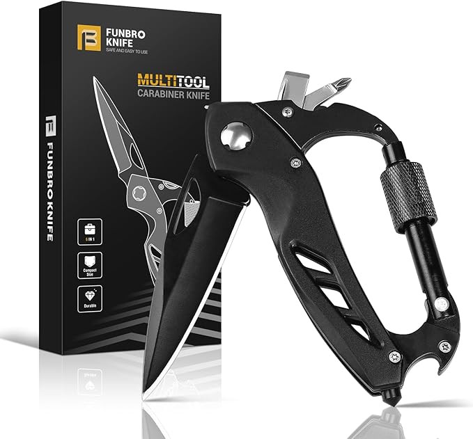 Multitool Carabiner with Pocket Knife, Stocking Stuffers Gifts for Men, EDC Carabiners with Foldi... | Amazon (US)