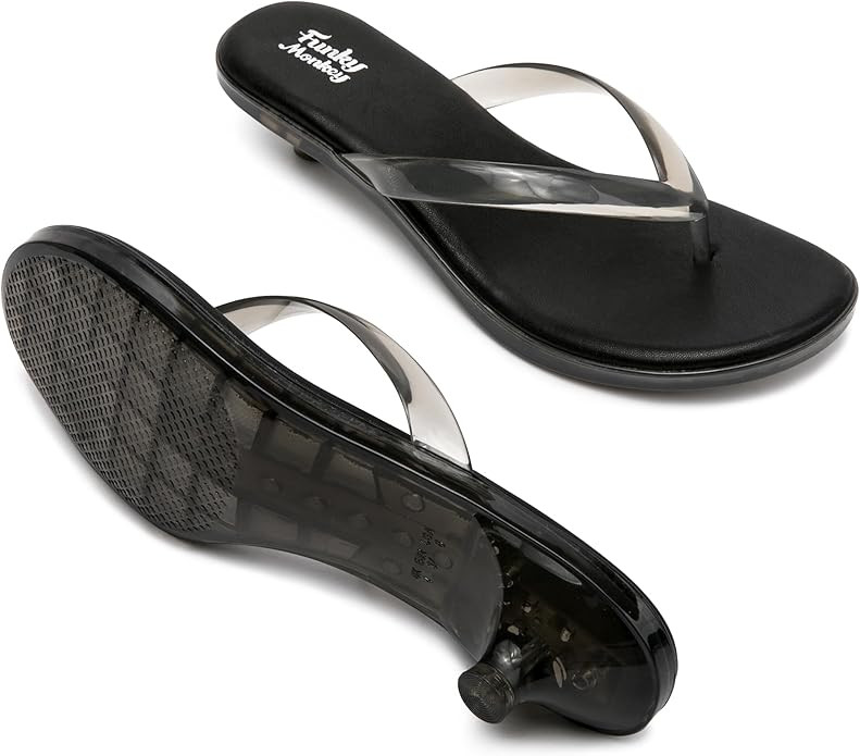 FUNKYMONKEY Women’s Flip Flops Low Heels Sandals Comfort Slip-on Round Open Toe Slide Shoes | Amazon (US)